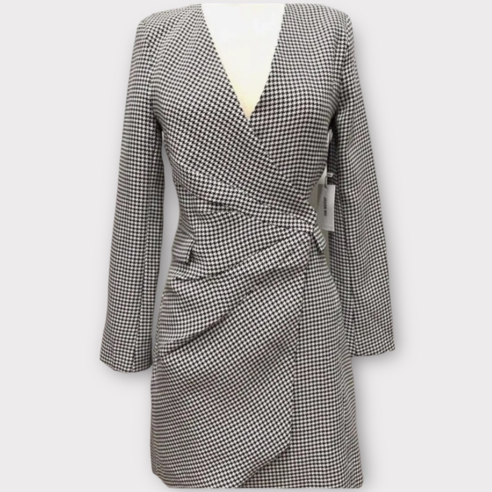 Jason Wu Women’s Dress Small Houndstooth Wrap Retro Glam Luxury Designer NWT